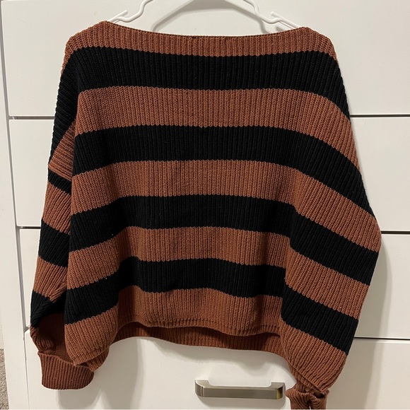 French Connection Black & Brown Stripe Sweater - Picture 3 of 5